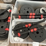 3x Halterset met diverse halterschijven