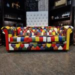 3-Zits Bank Chesterfield, Kameleon, meerkleurig