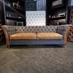 3-Zits Bank Chesterfield, Geranium, grijs