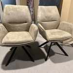 Set van 2 eetkamerstoelen, groen microvezelstof, zwart metalen poten