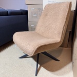 Fauteuil,  beige/champagne, zwart metalen poten