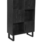 Opbergkast, zwart mangohout, zwart metalen onderstel