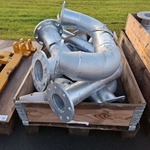 Pallet met o.a. Y-buis, bochten met flens