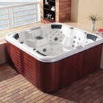 Outdoor Spa Vonato 5-persoons spa met 3 ligplaatsen Wit bad, mahonier