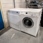 Wasmachine en warmtepompdroger, Miele, W2521 en T8957WP, wit/grijs