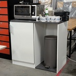 Pantrymeubel met koelkast en toebehoren, wit/grijs