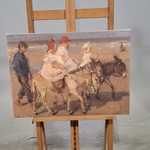 Druk op canvas, Reproductie Van Isaac Israëls, Ezeltje rijden langs he