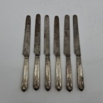 6x Set vintage antieke messen met zilveren handvat, Zilver