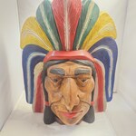 Indianenhoofd – Uit massief hout gesneden – ca. 10kg