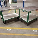 2x Magazijnwagen met los RVS blad