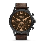 Fossil Nate Chronograaf Bruin Lederen Horloge Waterbestendig