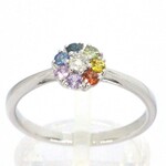 Witgouden ring met diamant en saffieren