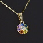 Gouden hanger met diamanten en multicolour saffieren, excl. ketting