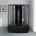 Stoomcabine Vonato, RectaSpa Hydro, zwarte cabine, wit bad