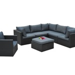 Loungeset Vonato, Elena, zwart wicker