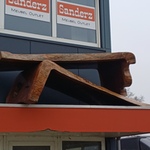 Walnut wood L shape table in epoxy, Wood, 2026