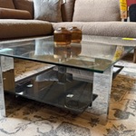 Salontafel, glas,zwart, 118×78 cm
