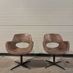 2x Draaibare leren stoel, Bruin