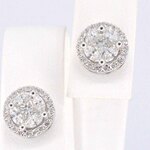 Witgouden diamanten oorbellen met een rand van briljanten