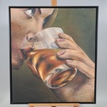 Drukwerk in lijst, Reproductie Van Ina Van Zyl, Lady taking a drink