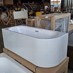 Halfvrijstaand ligbad, Fibrex, Glans wit