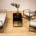 Loungeset Paco, Bellisia, zwart/lichtgrijs/houtkleurig