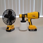 Accu spuitpistool en ventilator 8 inch, Geel