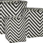 Ca. 36x Plantmanden, Mica Decorations, set van 3, zwart/wit