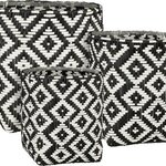 Ca. 36x Plantmanden, Mica Decorations, set van 3, zwart/wit