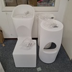 3x  Barkruk en kubus met LED verlichting Wit