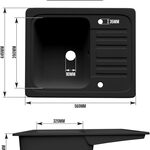 Granieten spoelbak met afvoerset, kraan en omkeerbare afdruip Aqua Mar