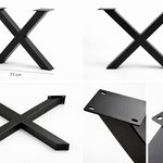 Set X tafelpoten, Set van 2, zwart