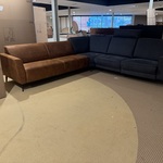 Hoekbank, cognac/antraciet