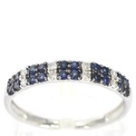 Witgouden ring met diamanten en saffieren