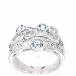 Witgouden design ring met aquamarijn en diamant