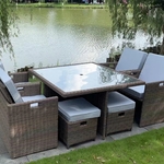 Diningset VONATO, Modern Grey , donker bruin