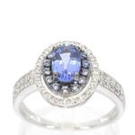 Witgouden ring met diamanten en tanzaniet