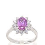 Witgouden ring met diamanten en 1.50 carat pink sapphire