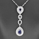 Witgouden hanger met diamanten en saffieren gezet, excl. ketting