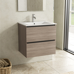 Badkamermeubel 60 cm + wastafel, Karo, grey oak