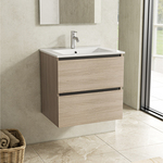 Badkamermeubel 60 cm + wastafel, Karo, walnut