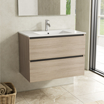 Badkamermeubel 80 cm + wastafel, Karo, walnut