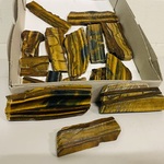 Ca. 16x Tijgeroog/valkenoog gepolijste plakken