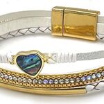 Ca. 10x Lederen Armband Corazon, Blanco