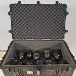 Diverse camera lenzen in koffer