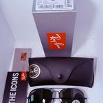 Rayban zonnebril Aviator large metal black green polarized