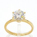 Gouden ring met een briljant geslepen diamanten van 3.00 carat, (lab g