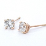 Rosegouden solitaire diamanten oorbellen van 1.00 carat, (lab grown)