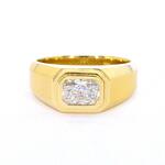 Gouden heren ring met 1.50 carat geslepen diamant, (lab grown)