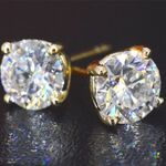 Gouden solitair oorbellen van 2.00 carat, (lab grown)